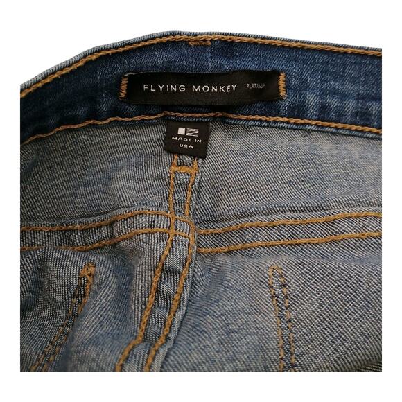 Flying Monkey Platinum Distressed Sashiko Boro Patched Womens Skinny Jeans Sz 28 - Picture 9 of 13